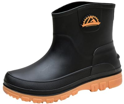 Bottes de pluie courtes pour homme - Bottes d'été noires - Imperméables - Bottes de pluie - Bottes de pêche - Bottes en caoutchouc faciles d'entretien - Bottes de pluie courtes - Bottes d'été, jaune