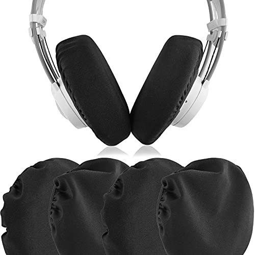 Geekria 2 Pares Flex Fabric Fundas para Auriculares, Protectores de Almohadillas sanitarias elásticas y Lavables para Grande Over-Ear Almohadillas para Auriculares, para Gym, Gaming (L/Negro)