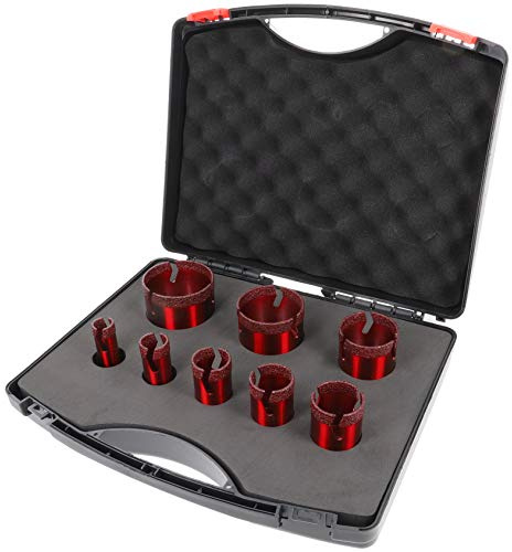 PRODIAMANT Speedmaster professional diamond core bits set 8 pieces thin-walled tile drills with M14 holder for angle grinders for dry drilling of tiles and stone Ø 20, 25, 32, 35, 40, 50, 60, 68mm