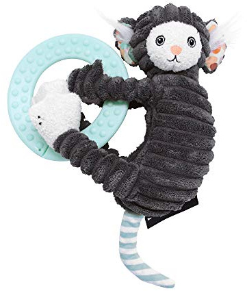 Les Déglingos - Anneau Dentition Hochet Maracas Mélimélos la Biche - Doudou Bébé Puériculture - Jouet d'Éveil - 13 cm - Rembourrage Recyclé