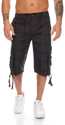 Kendindza Herren Bermuda mit Dehnbund und Cargotaschen aus 100% Baumwolle