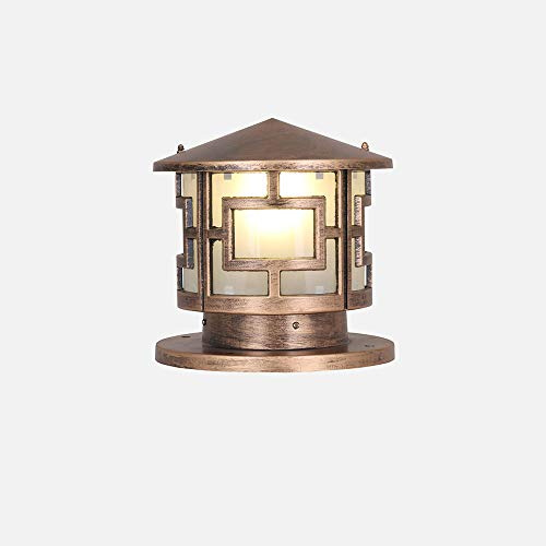 Outdoor Retro Sockelleuchte Antik Bronze Säule Lampe Wasserdichte Gartenleuchte Tür Villa Hotel Rasen Landschaft Hof Garten Balkon Terrasse Boden Pollerleuchte Stand Laterne (25 * 25 * 25cm)