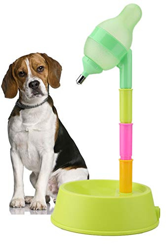 Dricksfontän för hund Dricksvattenbehållare Dricksvattenbehållare för husdjur Katt Stående vattenbehållare Katt Hundstående skål Höjdjusterbar vattenbehållare Dricksflaska(grön)