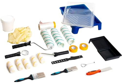 All in One Paint Roller Set - Paint Rollers for Walls and Ceilings, Paint Pads, Paint Tray, Mini Rollers for Painting, Paint Sleeves, Paint Supplies Roller Sets for Painting Decorating Walls and Home'