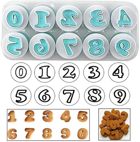 Dubens Alphabet Letter Number Fondant Cake Biscuit Mould Cookie Stamp Impress Number Cake Tool, Embossed Cutter, Digital Fondant Stamp with DIY Shape (Digital)