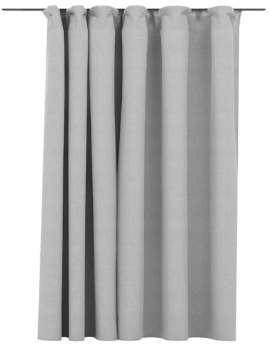 vidaXL Vorhang Verdunkelung mit Haken Verdunkelungsvorhang Kräuselband Thermo Gardine Blickdicht Thermovorhang Leinenoptik Grau 290x245cm