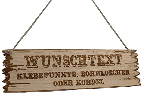 Schild personalisiert aus Holz mit Gravur selbst gestalten - Eiche Holzschilder 28-59 cm Western Art Wunschtext