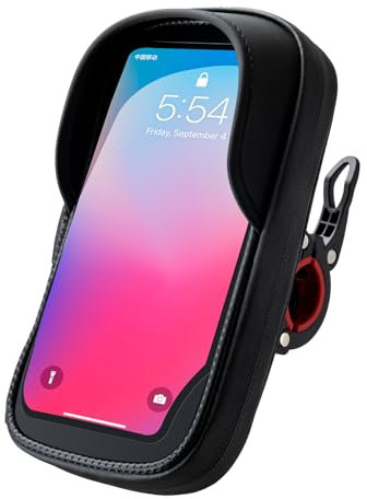 ROCKBROS Fahrrad Handyhalterung Wasserdicht – Handytasche Lenkertasche 360° drehbar, geeignet für 4,7–7 Zoll Smartphones, Handyhalter mit Touchscreen & Stauraum für Motorrad & Scooter