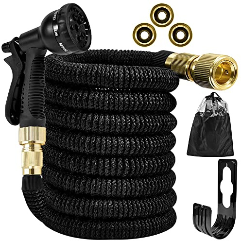 Rosnek Flexibler Gartenschlauch 7.5M,Erweiterbarer Wasserschlauch Flexischlauch 4-Fach Latexkern 8-Funktions-Düse, 3750D Flexibel Garten Flex Schlauch für Gartenarbeit, Autowäsche