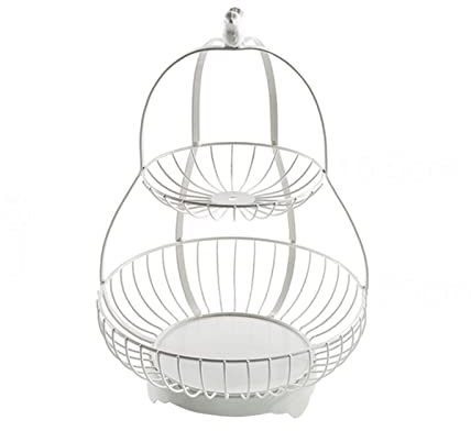frutero Cesta de la cesta de la cesta de la cesta de la cesta de la copa de la fruta de 2 niveles Cesta de la fruta de la fruta del hogar Soporte de exhibición decorativo, tazón de múltiples propósito