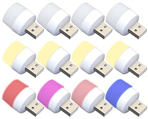Luci USB di notte, mini lampadina a LED, senza sensore di luce, plug-in, bianco caldo, compatto, ideale per camera da letto, bagno