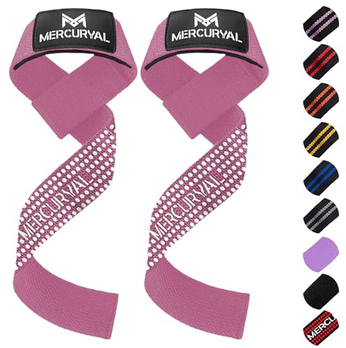MERCURYAL Pack Straps Gym - Straps Powerlifting - Fitnesstillägg - Gym Tillbehör (Straps Rosa)
