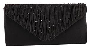 CORIOS Damen Abendtasche Glitter Strass Clutch Tasche Envelope Henkeltasche Glänzend Umhängetasche Glitzer Hochzeit Brautbörse Elegante Schultertasche für Hochzeit Abschlussball Bankett-Party Schwarz