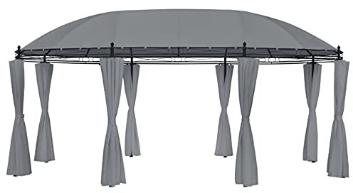 Festnight Garten Pavillon Pergola 5x3 m, Pergola Wasserdicht Sonnendach mit Schiebedach, Vorhängen, Gartenpavillon Mit Markisenschutz für Garten Terrasse, UV Beschattung, Creme