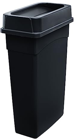SunSierra 23 Gallon Slim Rectangular Trash Can with Swing Lid, Black, Plastic