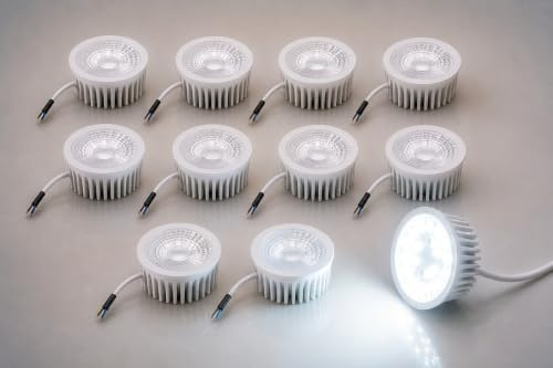Trango 10er Set MOCWSD*10 Ultra flach 5 Watt 3-Stufen dimmbar LED Modul 6000K Tageslichtweiß (kaltweiss) zum Austauschen GU10 & MR16 Leuchtmittel Einbauleuchten Deckenstrahler Einbaustrahler