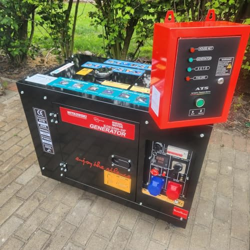 WITKOWSKI KDE8500DP generador diésel 8,5 kVA, generador de corriente de emergencia 230 V/400 V con regulador de voltaje (AVR), arranque eléctrico, conector ATS, control remoto, bobinado de cobre