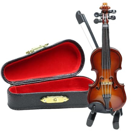 Tiny Worlds Smallest Emergency Violin, Miniature Wooden Instrument Model, Creative Mini Musical Instrument for Men and Women Gifts, Mini Violin for Dollhouse Home Office Decor