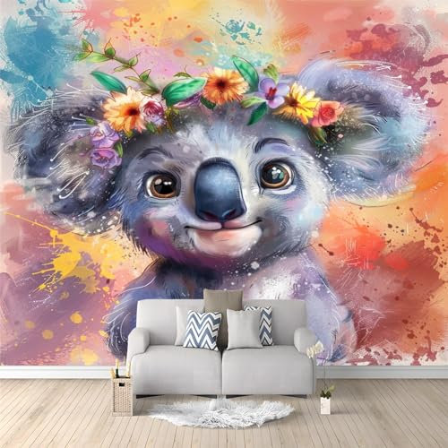 Fototapete 400 x 280 cm Moderne Wandtapete für Schlafzimmer und Wohnzimmer - Vlies Tapeten mit UV-Beständigkeit und Geruchsfreiheit - Wandbild mit Ölfarbe Koala
