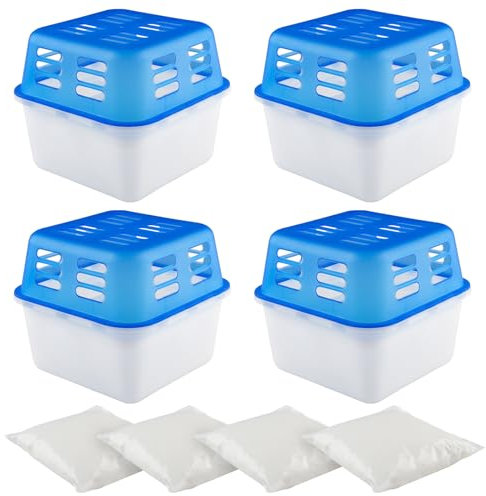 Luftentfeuchter, Vexillic 4x 400g Dehumidifier Mit 4 Granulat Box Luftentfeuchter Ohne Strom für Küchen, Badezimmer Und Wohnzimmer Mit Einer Fläche Von Nicht Mehr Als 40m²