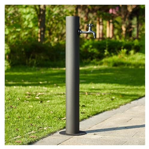 YYLDPFDC Colonna d'Acqua da Giardino 95 cm Acciaio Inox Rotonda, per Esterno con Base, Fontanelle da Giardino Verticale, Rubinetto Antigelo da Esterno Fontana con Fontana a Pavimento