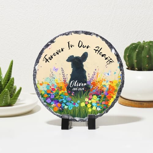 Bohaluo Pietre commemorative per animali domestici personalizzate per cani, Targhe commemorative personalizzate per esterni con immagine e testo Pietra da giardino per la perdita di cani, Marcatore
