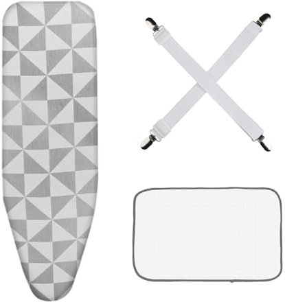 Rivestimento per asse da stiro, riflettente, termico, 120 x 41 cm, con panno da stiro e clip di fissaggio, rivestimento per asse da stiro, adatto per ferro da stiro a vapore e ferro da stiro a vapore