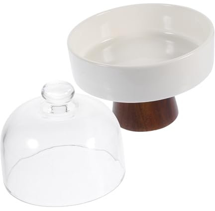 SHOWERORO Soporte De Tartas Cerámico Con Tapa Elegante Plato Para Postres Multifuncional y Presentación De Frutas y Reuniones Diseño y