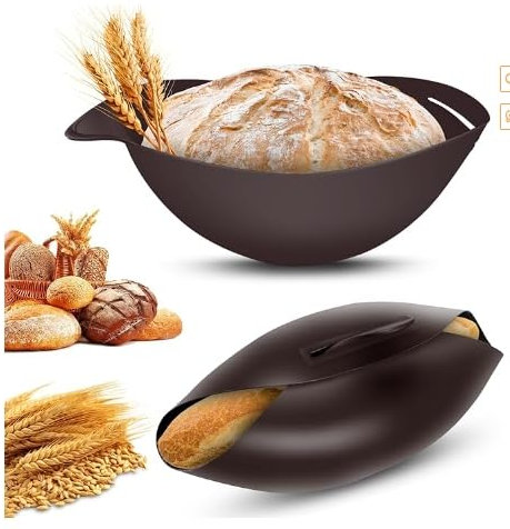 Stampo in silicone per pane, stampo da forno diametro 30 cm, ciotola per pane ovale 3 in 1, stampo pane in cassetta, resistente al calore alle alte temperature 230°C (marrone)