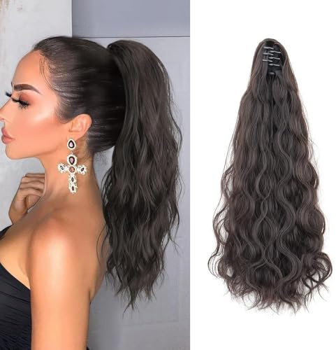 TTPSRY Queue Poney Ondulée Synthétique Clip Extension Cheveux Longue Naturelle Postiche Volumineuse Attache Facile Coiffure Rapide