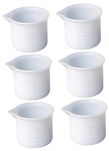 OFFSCH Tazas Medidoras De Silicona 50 Ml Para Resina Epoxi Escala, Material Flexible y Antiadherente, Kit De 6 Piezas Para Manualidades Diy y Bricolaje