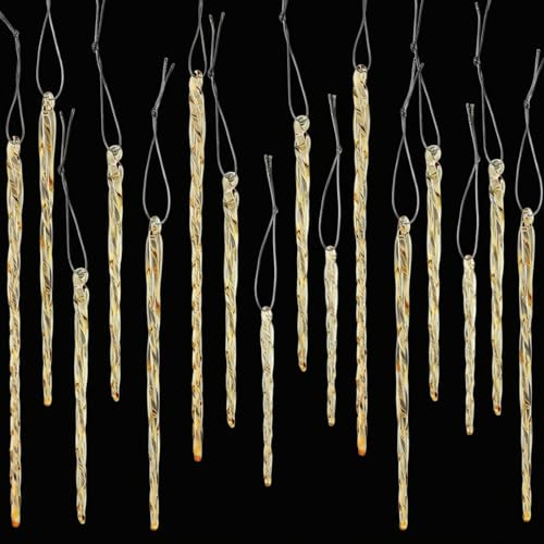 BOAO Glas-Eiszapfen, 8,9-20,8 cm, gedrehtes Glas-Eiszapfen, Weihnachtsschmuck, hängende Dekorationen (Gold, 54 Stück)