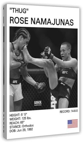 Poster Rose Namajunas, Kampfspiel, Leinwandposter, Wandkunst, Dekordruck, Bild, Gemälde für Wohnzimmer, Schlafzimmer, Dekoration, 50 x 75 cm