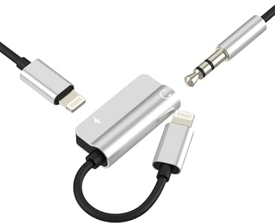 Lightning-auf-Klinken-Kopfhöreradapter 3,5 mm (2-in-1) – für iPhone 14, 13, für Apple, Audio-Lightning-Ladeadapter, AUX-Kabel, Anschluss, Autozubehör, Kopfhörer, für iPad, doppelter Klinkenstecker