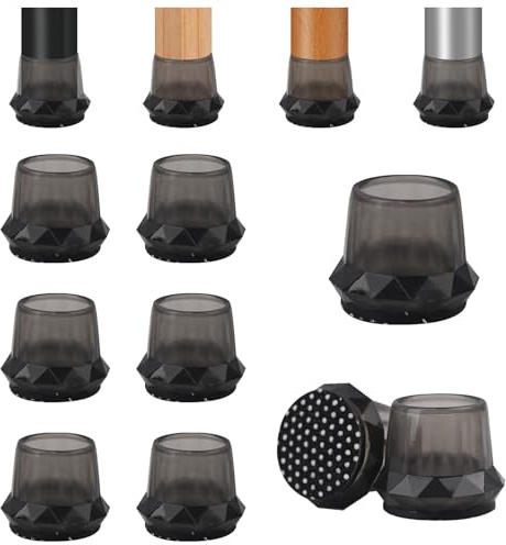 Vookkp 24Pcs 21-30mm Chair Floor Leg Protectors, Black Silicone Chair Leg Caps for Hardwood Floors, Round Furniture Feet Protectors Pads, Chairs Legs Covers With Stronger Felt Pads