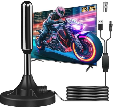 Liuwei Antenne TV Intérieure Puissante, Nouveau pour 2025, Portative, Câble Coaxial de 5M, Réception Longue Distance à 360 Degrés