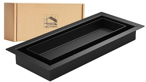 4x12 Inch Floor Register with Tray for Flooring Insert – Heavy-Duty Steel Vent Cover for Floor or Wall – Flush Mount Air Vent – Modern Low-Profile Design – DIY Installation
