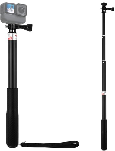 36/92cm Extendable Selfie Stick for GoPro DJI Action, Non-Slip Handle | Selfie Stick for GoPro Hero 13/12/11 DJI Osmo Insta360 X5/X4, 30-92cm Adjustable, For Vlogging, Travel & Action Sports