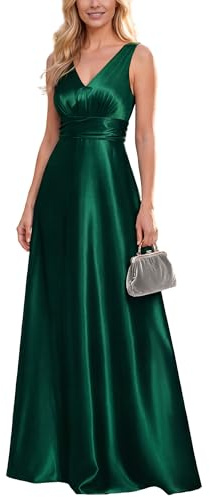 Ever-Pretty Women Maxi Bridesmaid Dress A-Line Satin Sleeveless for Evening Gown 02326