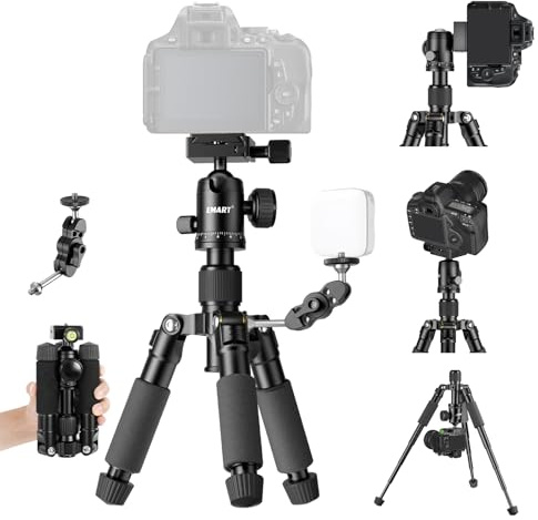 EMART Mini Tripod with Magic Arm, Aluminum Alloy 20/52cm Portble Small Tripod Features 360° Ball Head & Bubble Level for iPhone/Camera/DSLR, 11LB/5KG Load, Ideal for Video Recording.