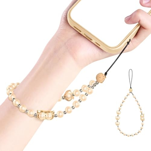 Lerpwige Sangle de téléphone à perles multi-usages réglable avec corde solide et perles pour smartphones Utilisez plusieurs terrains de téléphone fonctionnels