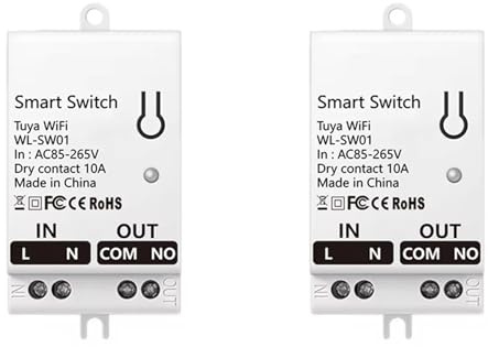 Uooduby 2X Modulo Interruttore A Contatto Pulito Tuya Smart WiFi 10A Relè Interruttore DIY Universale per La Casa Funziona con Smart Life AC 85-265 V