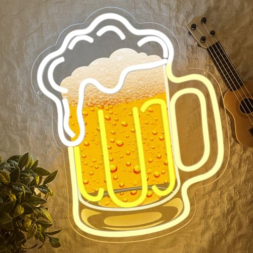 Bier Neon Schild Bar Led Schild für Wanddekoration Bierkrug Neonlicht Dimmbar für Bar Kneipe Party Dekoration Nachtclub Home Pub Männerhöhle Geschenke