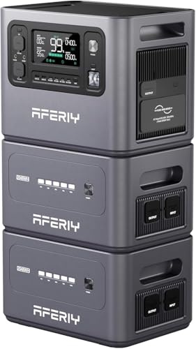 AFERIY 6144Wh - Generador eléctrico (2800 W, con 2 baterías adicionales, estación eléctrica portátil, capacidad ampliable, generador solar para uso doméstico/autocaravana/fallo de corriente