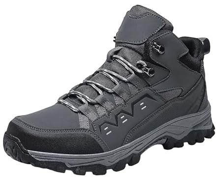 Vandringsskor herr hög topp snöstövlar män vattentäta utomhus varma vinterskor höst sportskor vinter fritidsskor varma tennisskor enfärgade sneakers halkfria ankelstövlar, GRÅ, 43 EU