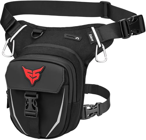 Eshow Pernera Moto Ampliable, Riñoneras con Correas Ajustables para Hombre y Mujer, Bolsa Pierna para Motocicleta Ciclismo Viajes Senderismo Deporte Negro