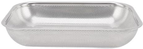 OEBUAFI Passoire Rectangulaire en Acier Inoxydable avec Trous de Fuite pour Drainer L'eau pour Laver les Légumes, les Fruits et le Riz (L 8,9 X 1,7 pouces)
