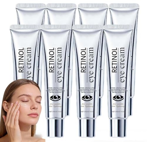 Crema de ojos con retinol para ojeras e hinchazón, crema antiedad para el contorno de ojos, suero hidratante para ojos y cre/ma reafirmante para ojeras, cre/ma antiarrugas para el contorno. (8PCS)