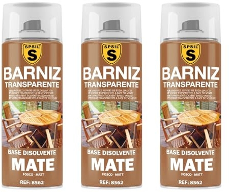 SPSIL Pintura Spray Mate Barniz Mate(pack of 3) 400ml, Secado Rápido Profesional, Aplicación Fácil en Metal Madera Plástico, Interior Exterior Ideal DIY Decoración Muebles Automóviles