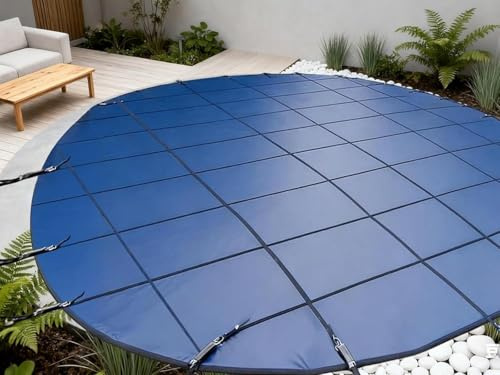 Heavy Duty Blue Solid Mesh Pool Leaf Net Cover for Round Winter UseIncludes Installation Hardware/10ft Protection for Swimming Pools